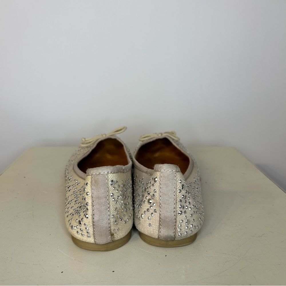 Franco Sarto Embellished Tan Canvas L-Zapp Ballet Flats, Size 7 - Picture 4 of 6